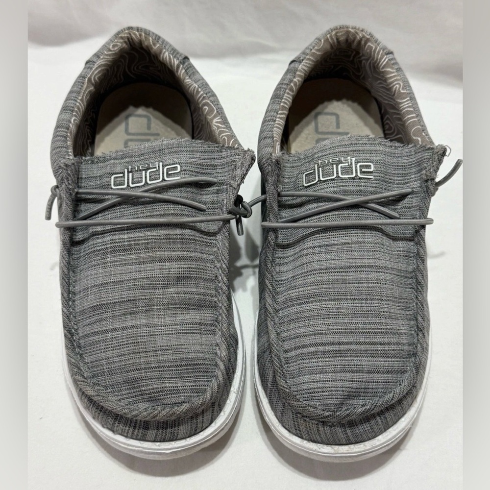 Hey Dude Boys Size Y3 Wally Youth Linen Stone Loafers Slip-On Comfort Stretch